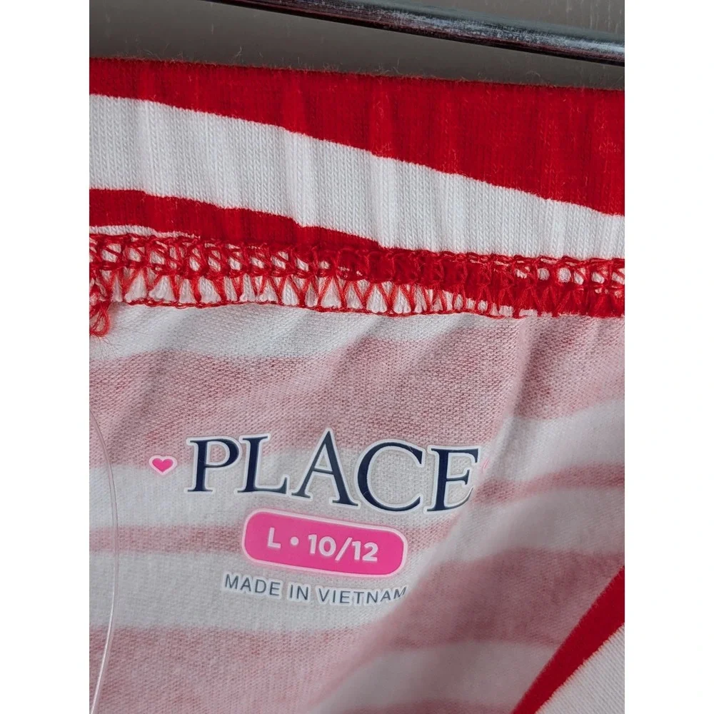 The Childrens Place Girls Red White Striped Leggings Size L 10/12 NWT